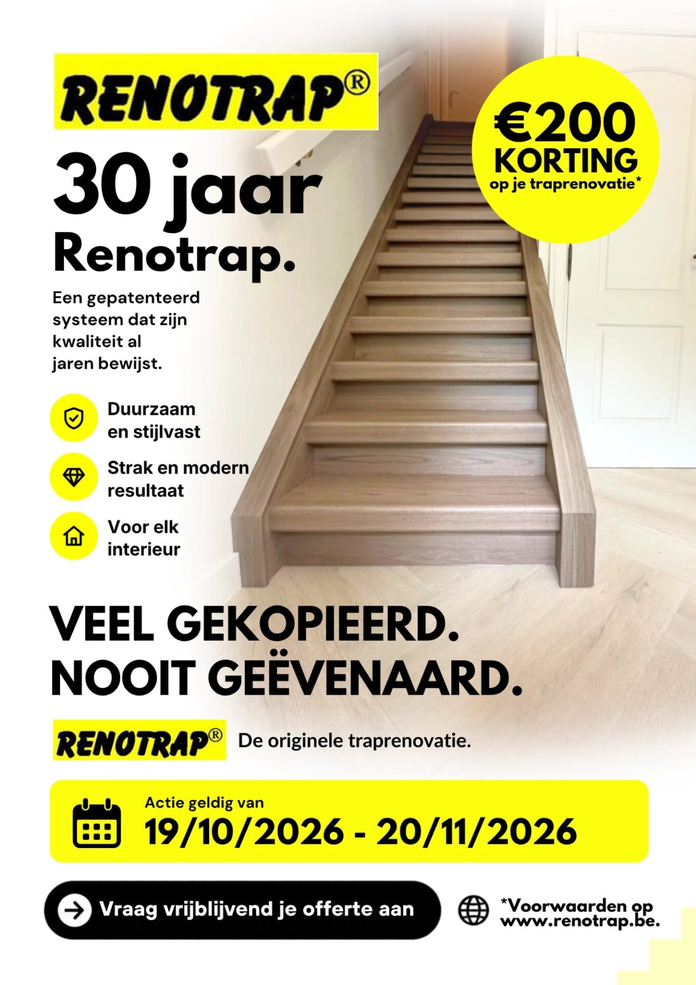 Herfstpromotie Renotrap: € 200 korting op je traprenovatie van 19/10 tot 20/11/2026