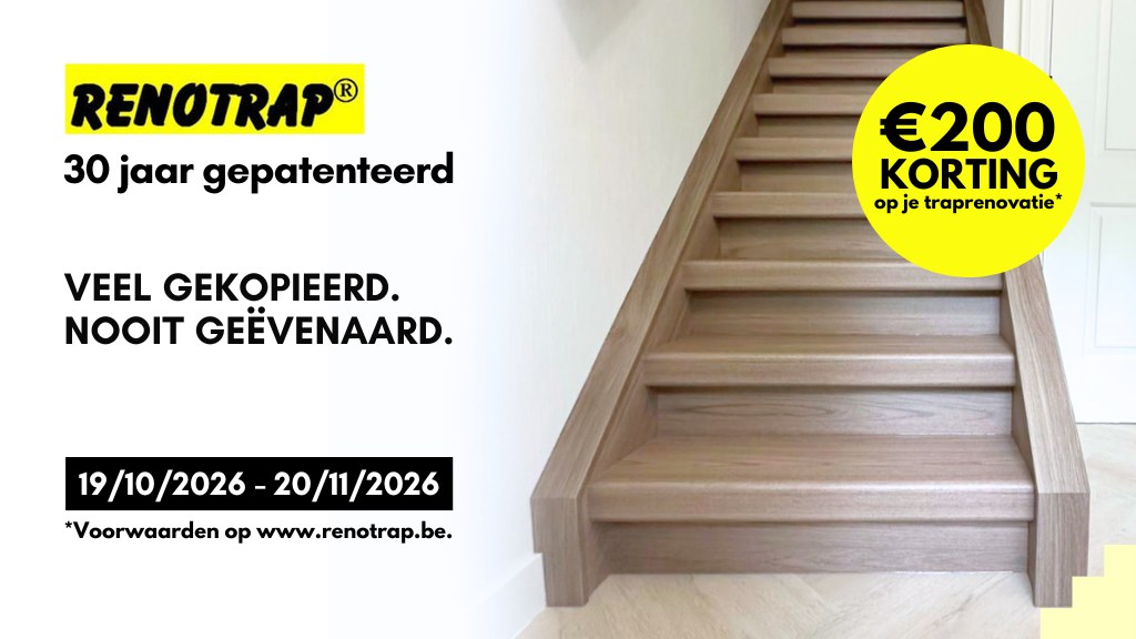 Herfstpromotie Renotrap: € 200 korting op je traprenovatie van 19/10 tot 20/11/2026